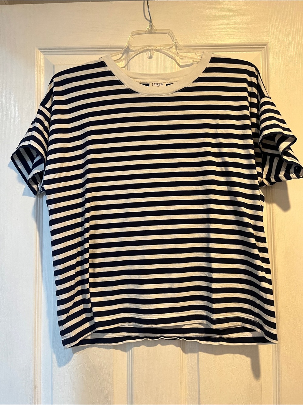 J. Crew Black and White Striped Short Sleeve Tee